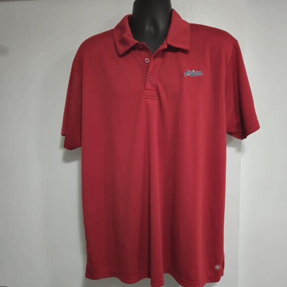 Cleveland Indians Polo Men's XXL Red Stretch Knit Embroidered Logo '47 Brand‎ - Picture 1 of 5